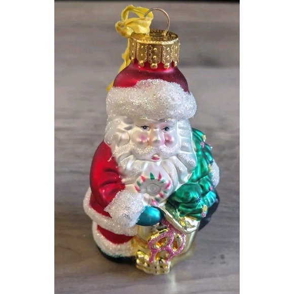 Designers Studio Glass Santa Claus Ornament Christmas Hand Painted - Picture 3 of 8